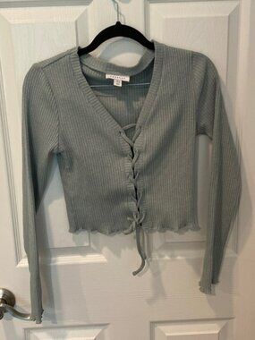 TopShop Tie Front long Sleeve Top